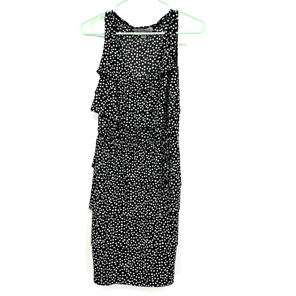 Danny and Nicole size small black with white‎ polka dots sleeveless tiered dress - Picture 1 of 6
